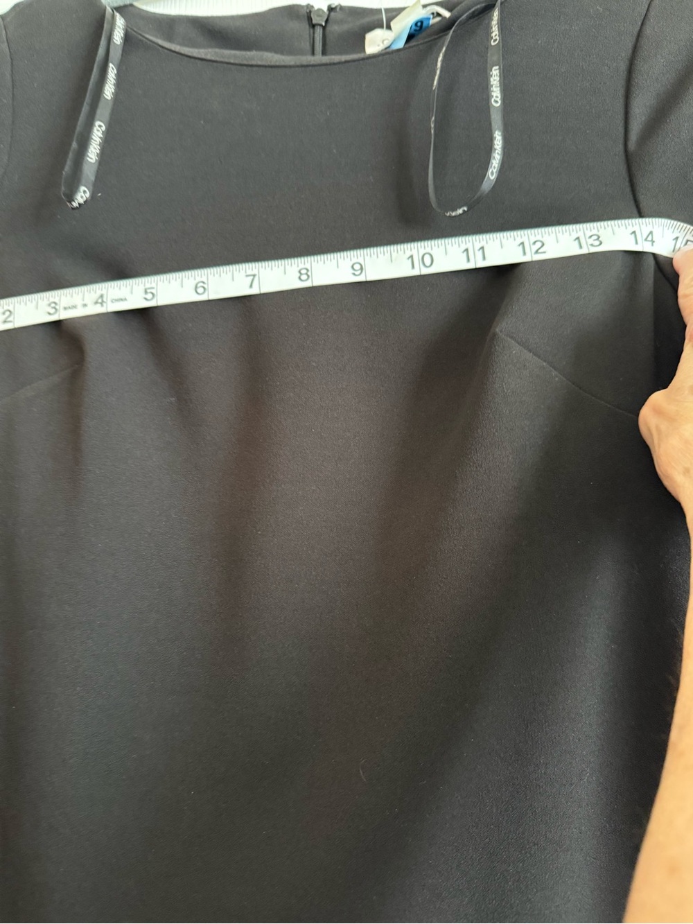 Calvin Klein Black Mini Dress with Pearl-Trim Sleeves - Picture 6 of 7